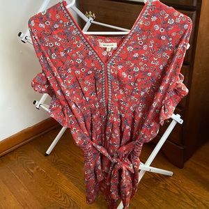 Adorable red floral blouse, never worn